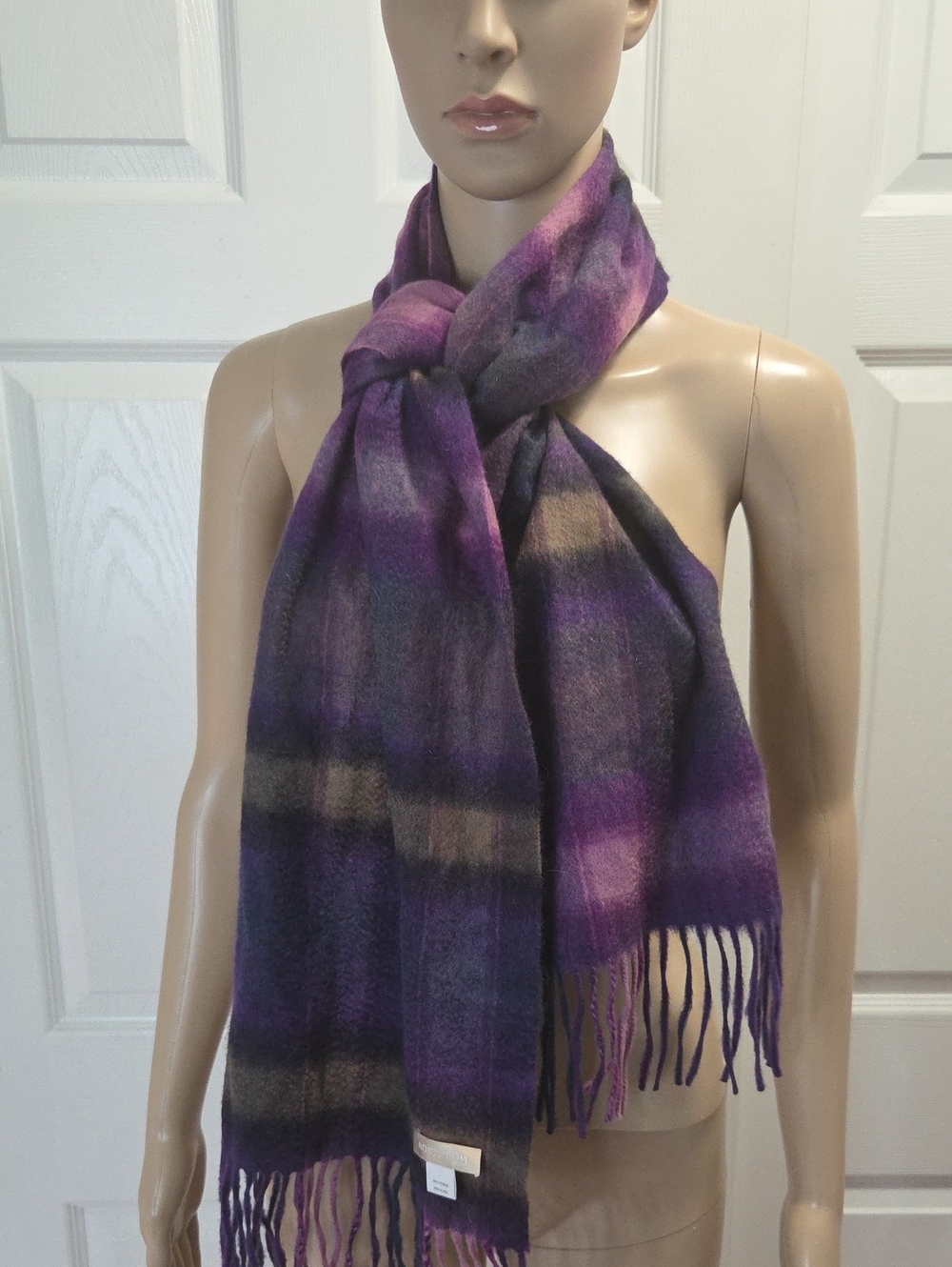 Nordstrom Plaid Cashmere Fringe Scarf